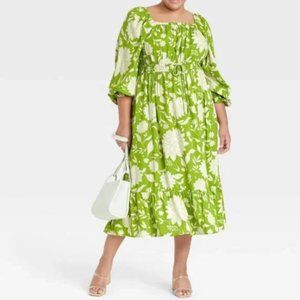 Women's Plus Size Balloon Long Sleeve Dress - Ava & Viv (NWOT)
